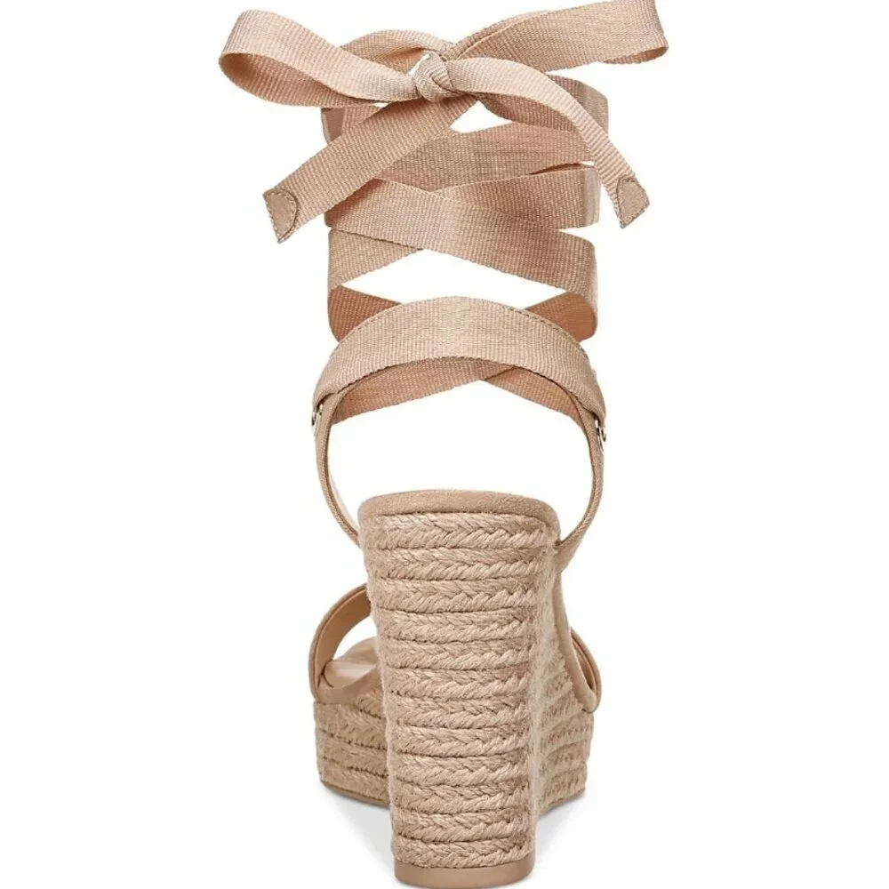 INC Maxx Faux Suede Open Toe Wedge Sandals – Blush MC 9.5 NWT